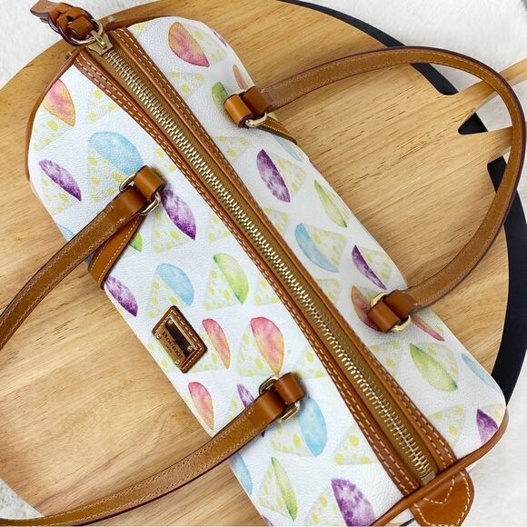 Dooney & Bourke Snowcone Barrel Shoulder Bag Purse White Pastel Leather - Picture 8 of 15